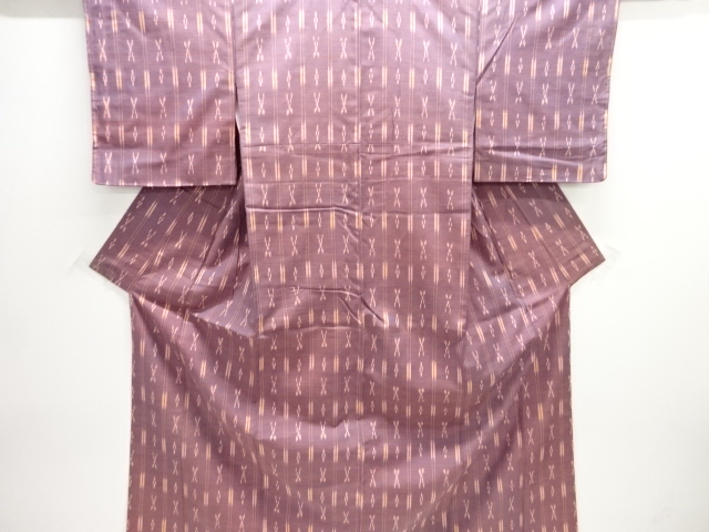 JAPANESE KIMONO / ANTIQUE KIMONO / SILK / TSUMUGI / WOVEN KASURI PATTERN